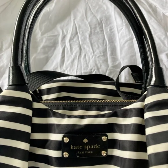 Kate Spade Black and White Stripe Nappy Bag - Picture 2 of 7